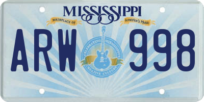 MS license plate ARW998