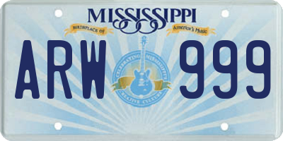 MS license plate ARW999