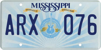 MS license plate ARX076