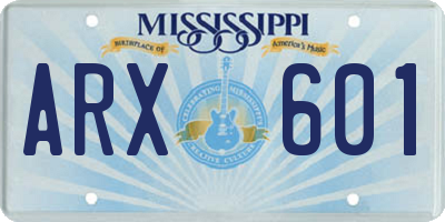 MS license plate ARX601