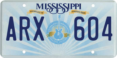 MS license plate ARX604
