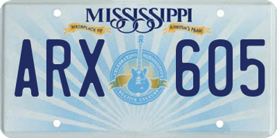 MS license plate ARX605