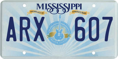 MS license plate ARX607