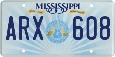 MS license plate ARX608