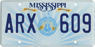 MS license plate ARX609