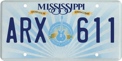 MS license plate ARX611
