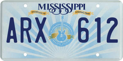 MS license plate ARX612