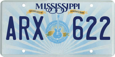 MS license plate ARX622
