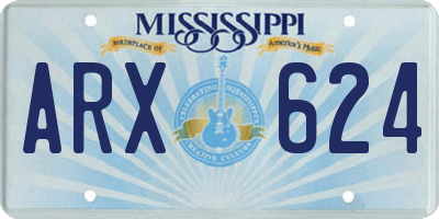 MS license plate ARX624