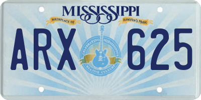 MS license plate ARX625