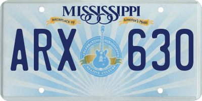 MS license plate ARX630