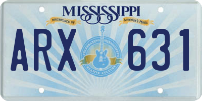 MS license plate ARX631