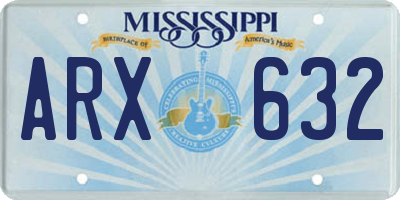 MS license plate ARX632