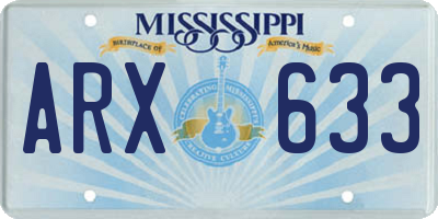 MS license plate ARX633