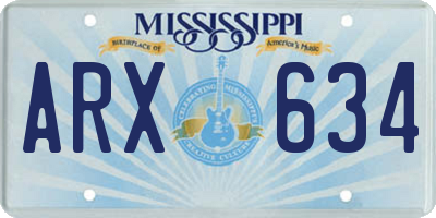 MS license plate ARX634