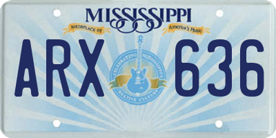 MS license plate ARX636