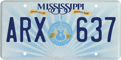 MS license plate ARX637