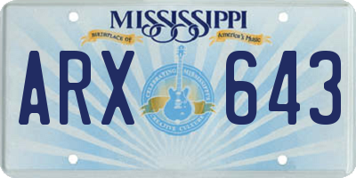 MS license plate ARX643