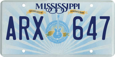 MS license plate ARX647