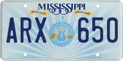 MS license plate ARX650