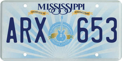 MS license plate ARX653