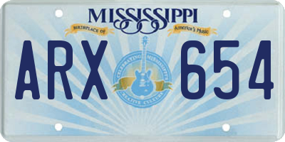 MS license plate ARX654