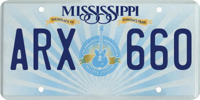 MS license plate ARX660