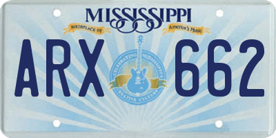 MS license plate ARX662