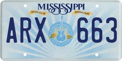MS license plate ARX663