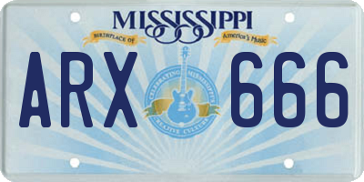 MS license plate ARX666