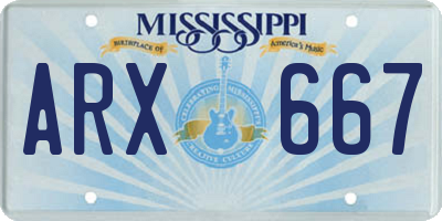 MS license plate ARX667
