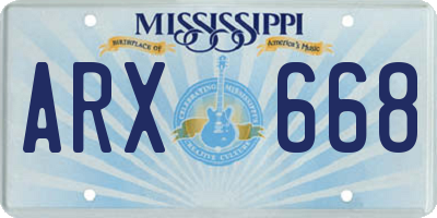 MS license plate ARX668