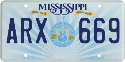 MS license plate ARX669