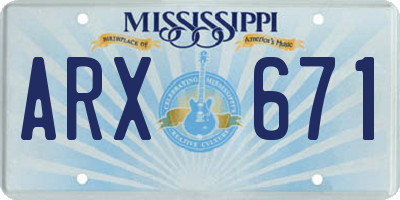 MS license plate ARX671