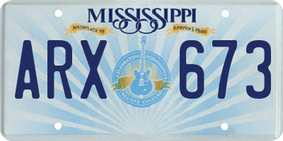 MS license plate ARX673