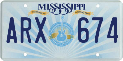 MS license plate ARX674