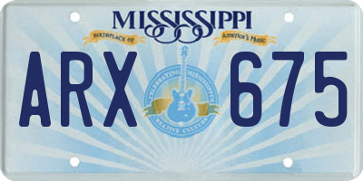 MS license plate ARX675