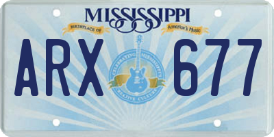 MS license plate ARX677