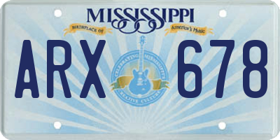 MS license plate ARX678