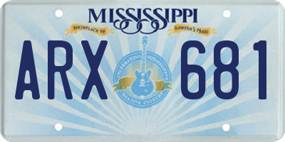 MS license plate ARX681