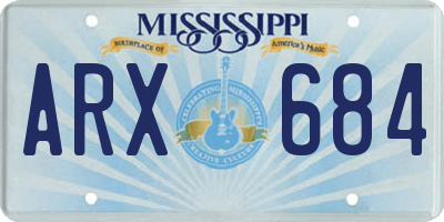 MS license plate ARX684