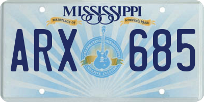 MS license plate ARX685