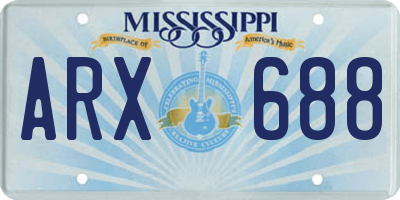 MS license plate ARX688
