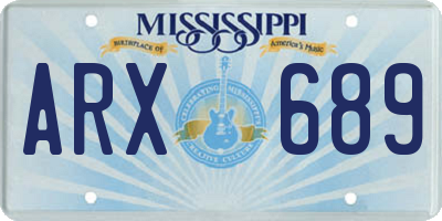 MS license plate ARX689