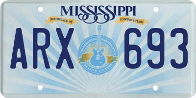 MS license plate ARX693