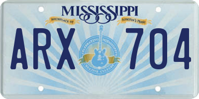 MS license plate ARX704