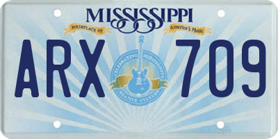 MS license plate ARX709