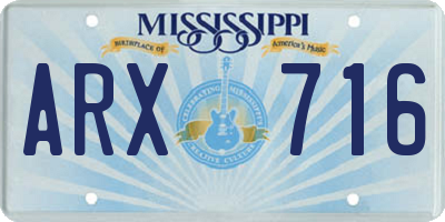MS license plate ARX716