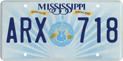 MS license plate ARX718