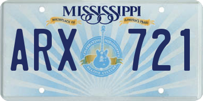 MS license plate ARX721